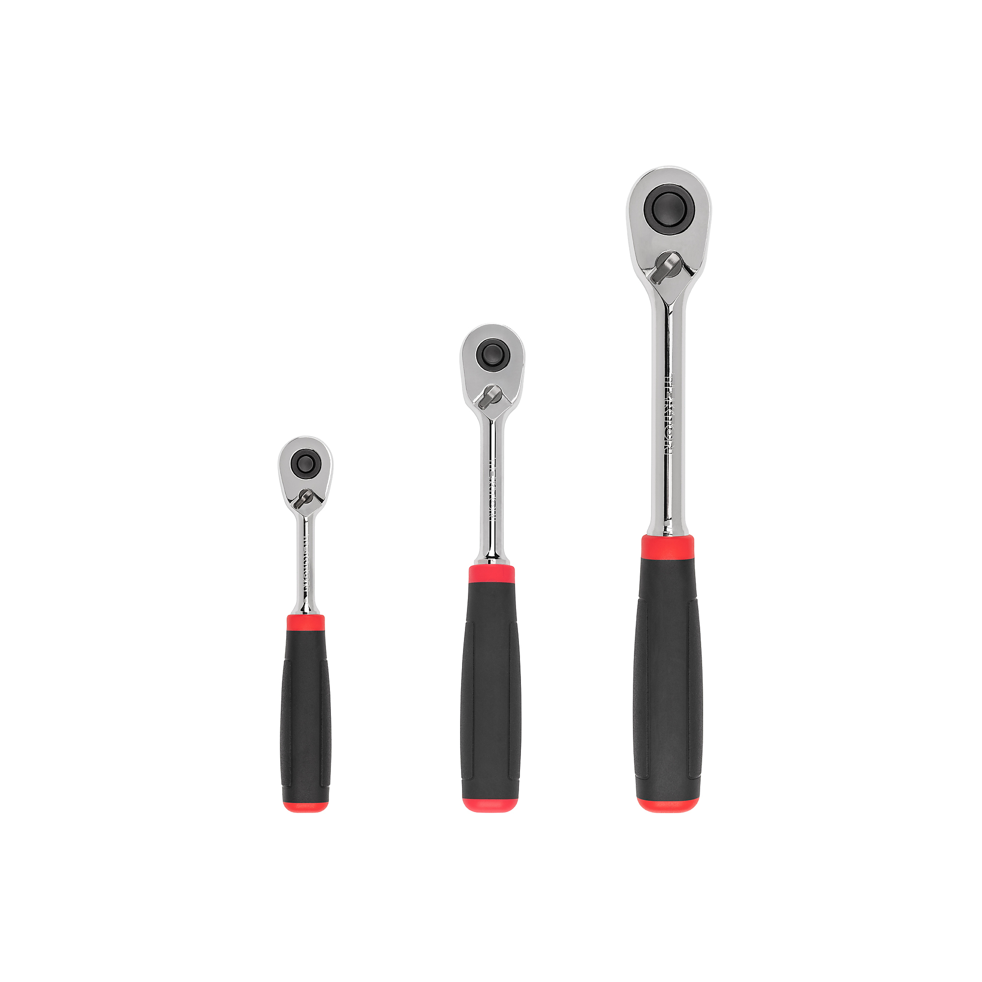 TEKTON 1/4, 3/8, 1/2 Inch Drive Quick-Release Comfort Grip Ratchet Set, 3-Piece (6, 8, 10-1/2 in.) | SRH91101